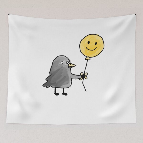 Item preview, Cute Bird Holding Yellow Smile Balloon designed and sold by Amareajaosa.