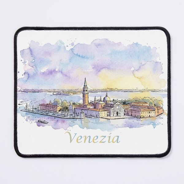 Item preview, Venice Italy San Giorgio Maggiore Island Watercolor Art designed and sold by NareArt.