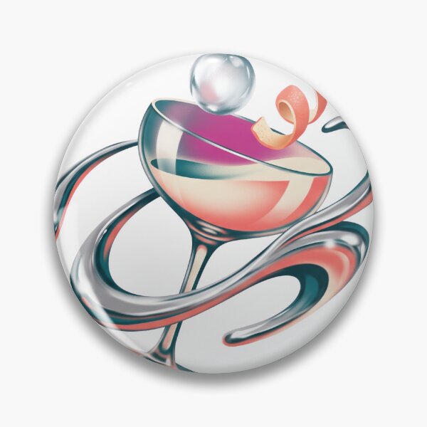 Item preview, Cocktail Glass Chrome Airbrush Surrealism Design designed and sold by Ninjacatoff.
