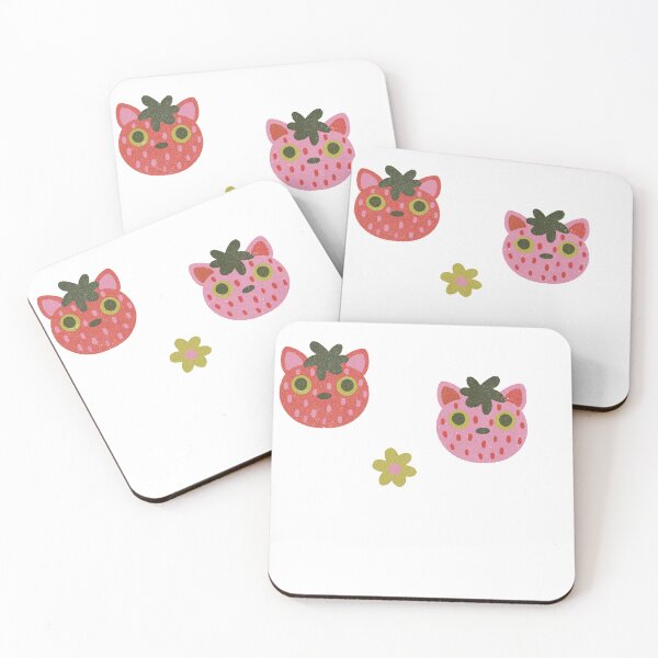 Item preview, strawberry cat sticker pack designed and sold by KitschByKate.