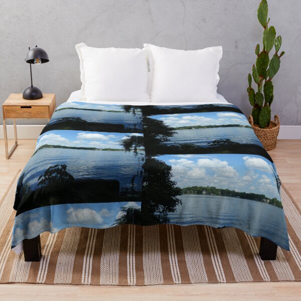 Item preview, Scenic Lake View with Fluffy Clouds Art Print designed and sold by KaleChub.