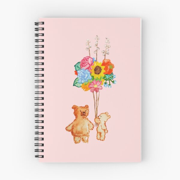 Item preview, Two Cute Bears With Flower Balloons Cute Gift Children Watercolor Hand Painted Baby Pink Background designed and sold by BOKEbyTC.