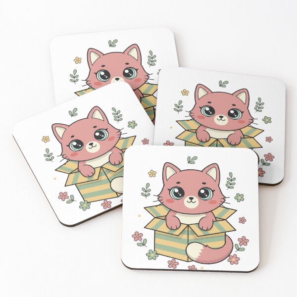 Item preview, Cute Kawaii Cat in Box Sticker | Pink Cat Cardboard Box Art designed and sold by HOODYBUDSTYLES.