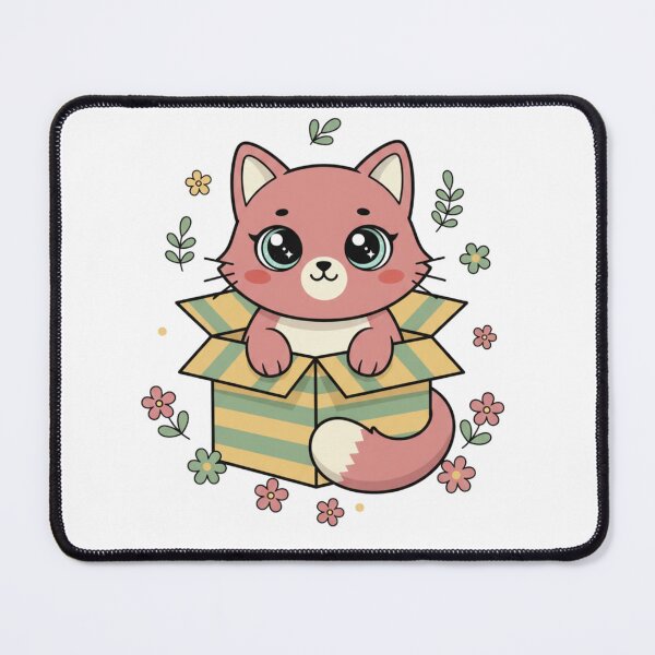 Item preview, Cute Kawaii Cat in Box Sticker | Pink Cat Cardboard Box Art designed and sold by HOODYBUDSTYLES.