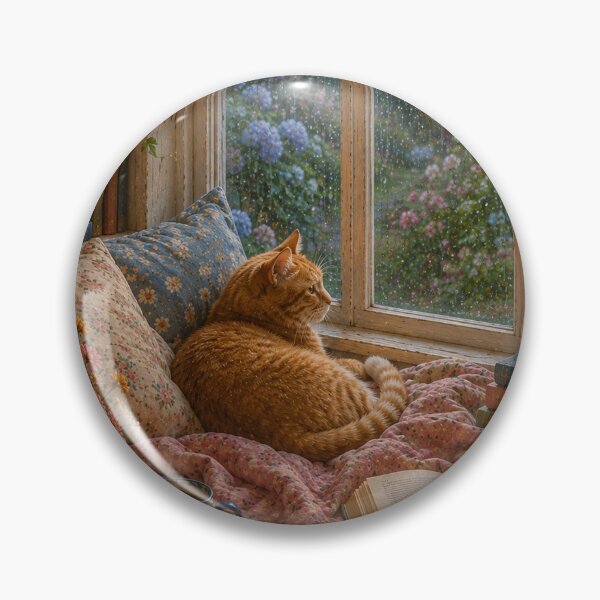 Item preview, Rainy Day | Cozy Cottage Cat Wall Art designed and sold by simplybycortney.