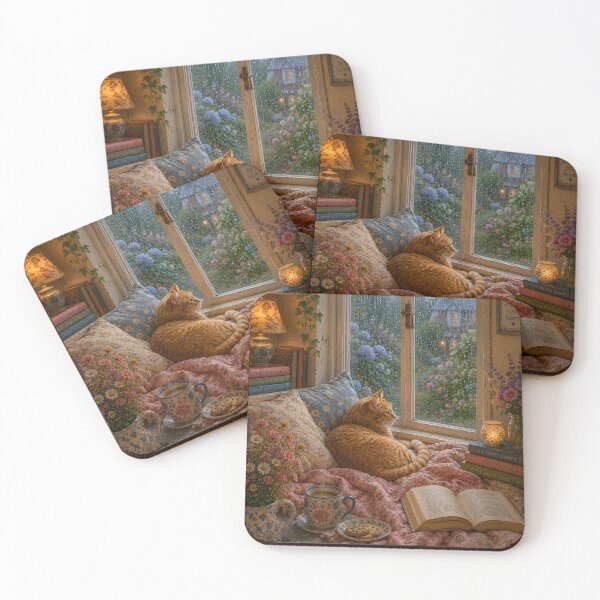 Item preview, Rainy Day | Cozy Cottage Cat Wall Art designed and sold by simplybycortney.