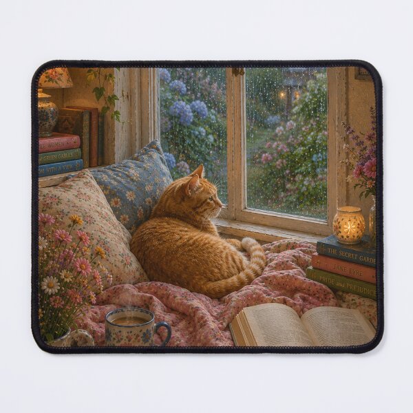 Item preview, Rainy Day | Cozy Cottage Cat Wall Art designed and sold by simplybycortney.