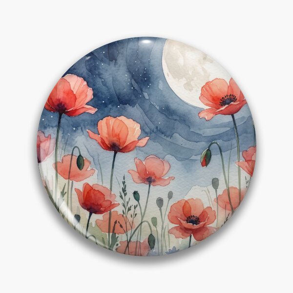 Item preview, Moonlit Poppy Meadow Watercolor designed and sold by Rutvain.
