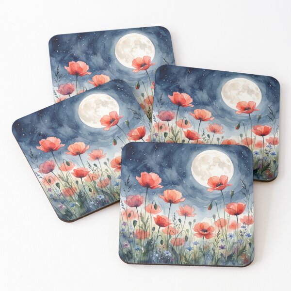 Item preview, Moonlit Poppy Meadow Watercolor designed and sold by Rutvain.
