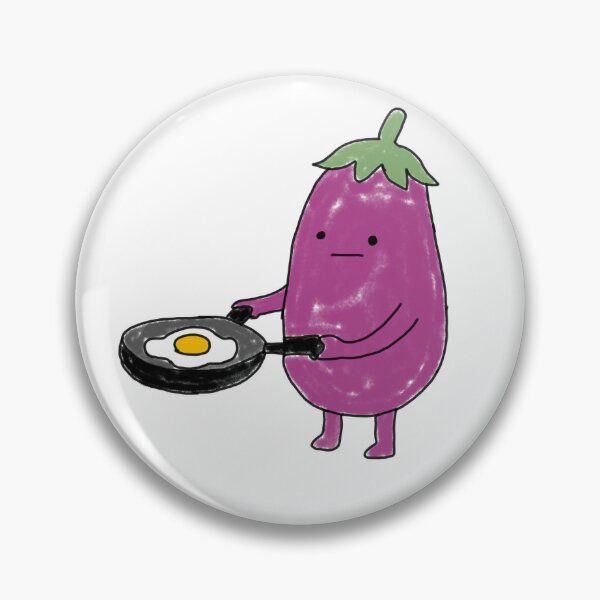 Item preview, Cute Eggplant Cooking Fried Egg Illustration designed and sold by Amareajaosa.