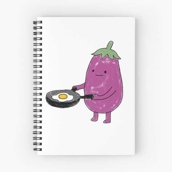 Item preview, Cute Eggplant Cooking Fried Egg Illustration designed and sold by Amareajaosa.