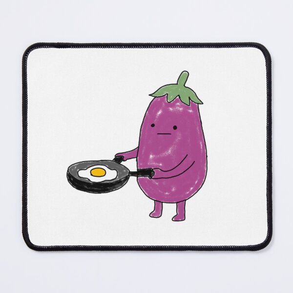 Item preview, Cute Eggplant Cooking Fried Egg Illustration designed and sold by Amareajaosa.