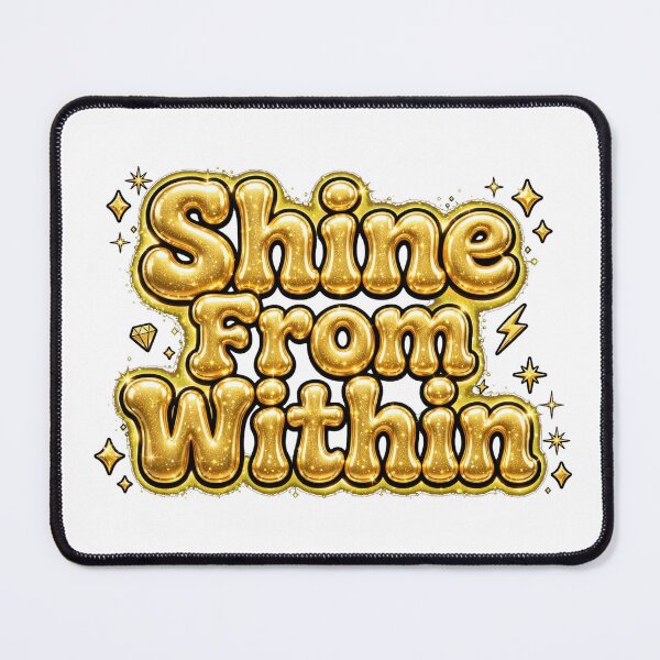 Item preview, Shine From Within Metallic Gold Glitter Diamond Retro Typography Quote designed and sold by AuraVibesArts .