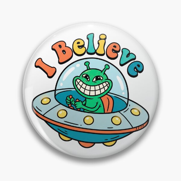 Item preview, I Believe - Smiling Alien in Flying Saucer designed and sold by ThreadRiotTees.