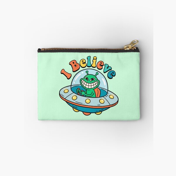 Item preview, I Believe - Smiling Alien in Flying Saucer designed and sold by ThreadRiotTees.