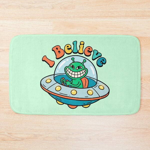 Item preview, I Believe - Smiling Alien in Flying Saucer designed and sold by ThreadRiotTees.