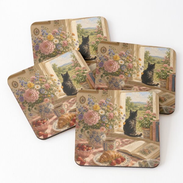 Item preview, Sunday Morning – Cozy Cottage Black Cat Wall Art designed and sold by simplybycortney.