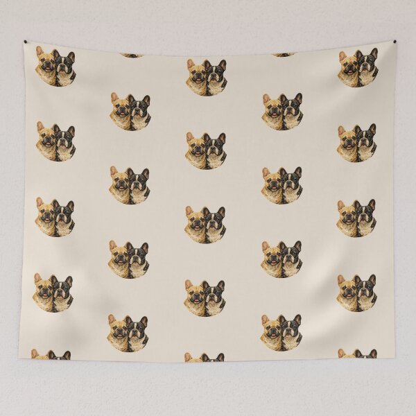 Item preview, French Bulldogs Coffee Tones Mosaic Dog Art Frenchie Pair designed and sold by CreativeArtistL.