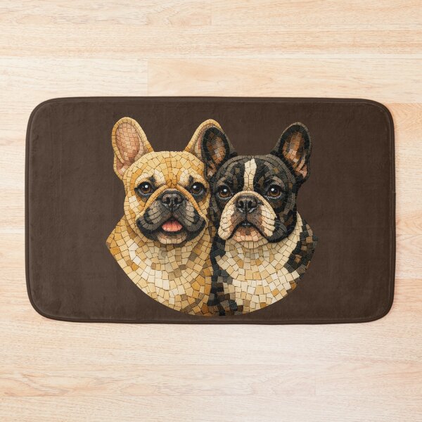 Item preview, French Bulldogs Coffee Tones Mosaic Dog Art Frenchie Pair designed and sold by CreativeArtistL.