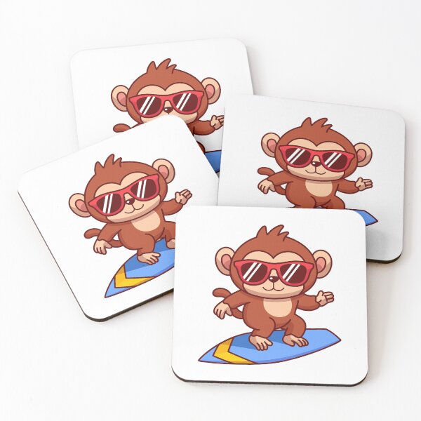Item preview, Cute Surfing Monkey kawaii Summer Beach Cartoon Art designed and sold by RiderSpoon.