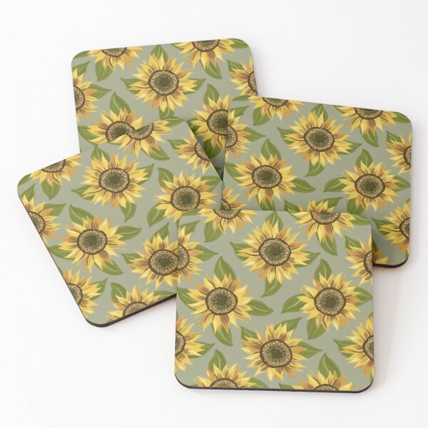 Item preview, Hand-Painted Sunflowers on Sage Green designed and sold by Ema Tudose.