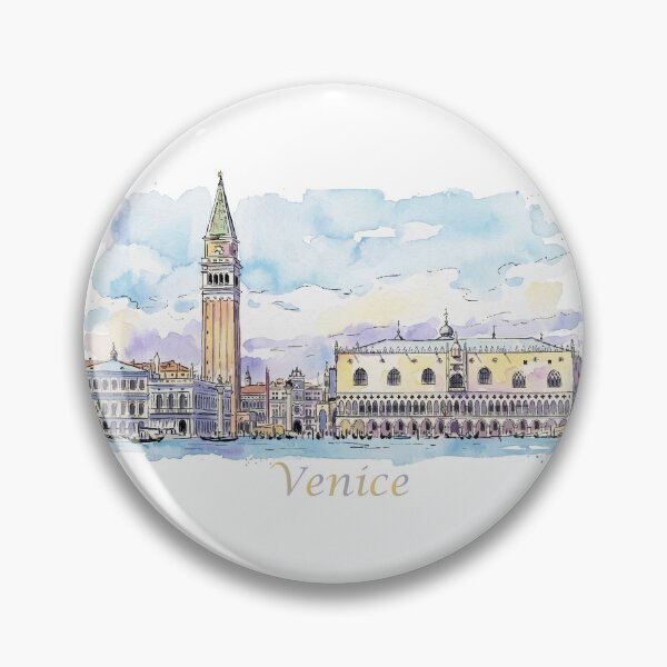 Item preview, Venice Italy St Marks Campanile and Doges Palace Watercolor Art designed and sold by NareArt.