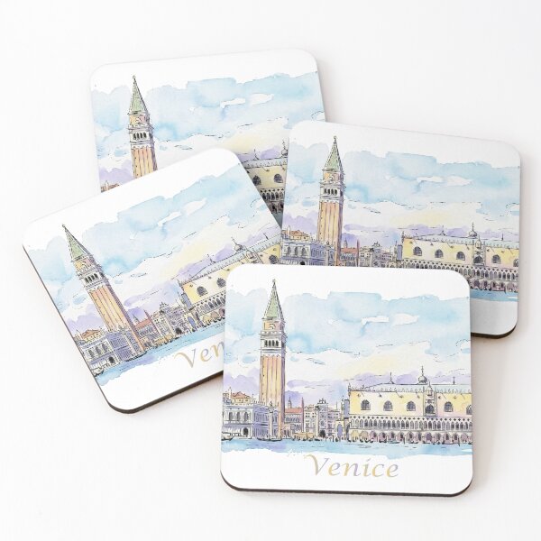 Item preview, Venice Italy St Marks Campanile and Doges Palace Watercolor Art designed and sold by NareArt.
