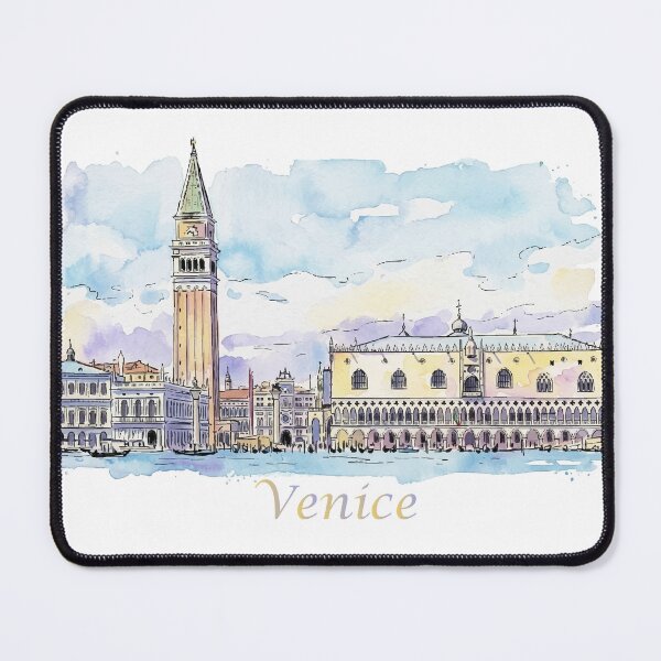 Item preview, Venice Italy St Marks Campanile and Doges Palace Watercolor Art designed and sold by NareArt.