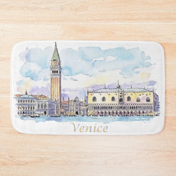 Item preview, Venice Italy St Marks Campanile and Doges Palace Watercolor Art designed and sold by NareArt.