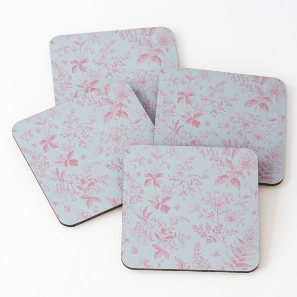 Item preview, Pink Botanical Silhouette Pattern – Wildflower Line Art Print designed and sold by FawnFeatherCo.