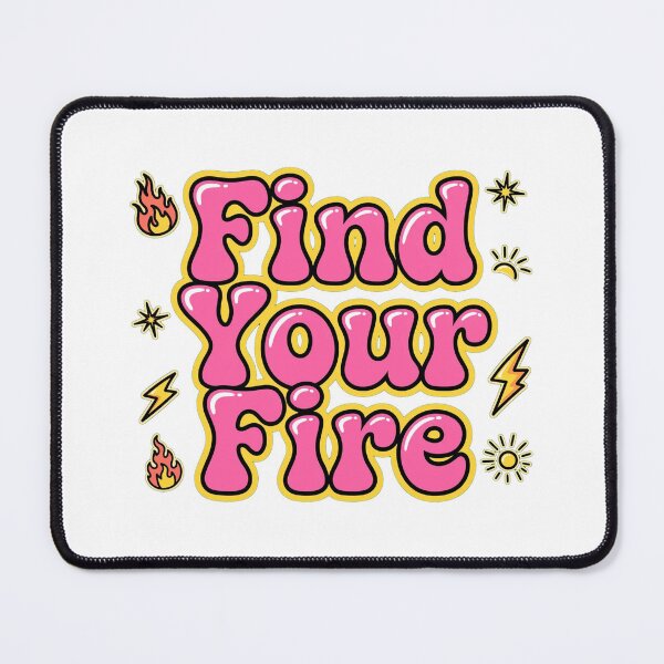 Item preview, Find Your Fire Hot Pink Yellow Retro Typography Flame Lightning Quote designed and sold by AuraVibesArts .