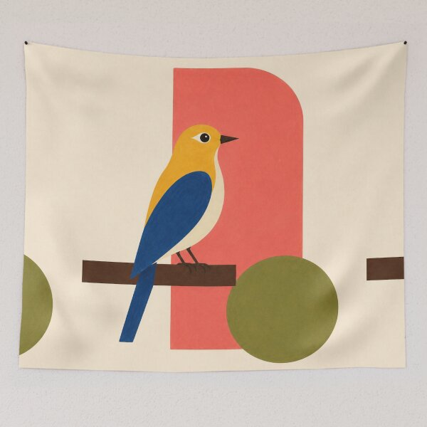 Item preview, Retro 70s 80s Mid Century Art Nouveau Bird Print designed and sold by Filora Atelier | Bird Art.