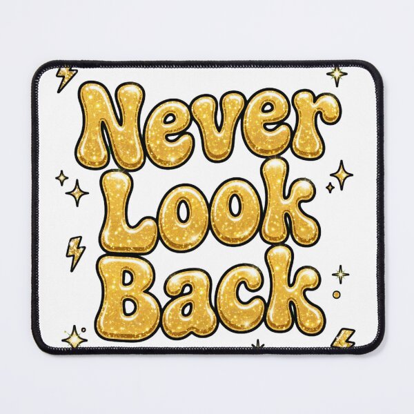 Item preview, Never Look Back Metallic Gold Glitter Lightning Retro Typography Quote designed and sold by AuraVibesArts .