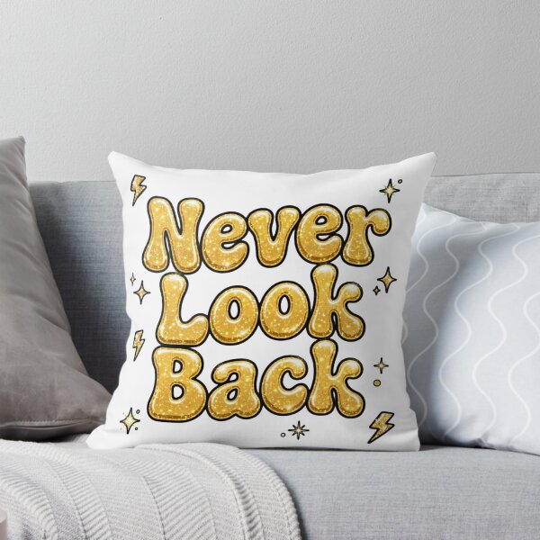 Item preview, Never Look Back Metallic Gold Glitter Lightning Retro Typography Quote designed and sold by AuraVibesArts .