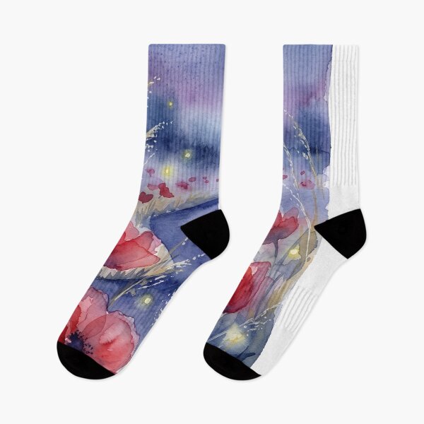 Item preview, Moonlit Poppy Path with Fireflies designed and sold by Rutvain.