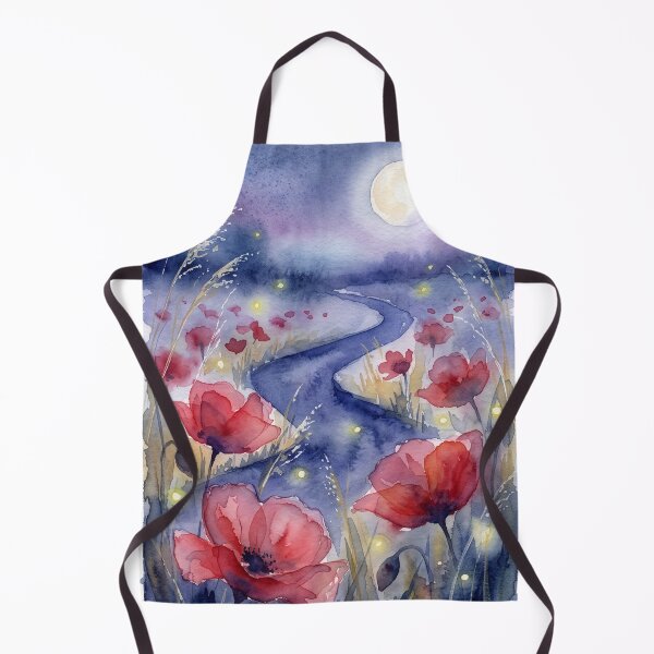 Item preview, Moonlit Poppy Path with Fireflies designed and sold by Rutvain.