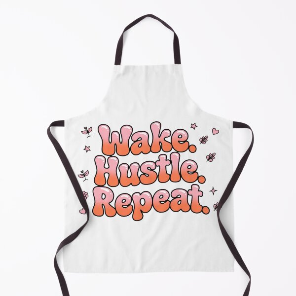 Item preview, Wake Hustle Repeat Soft Pink Coral Orange Sprout Retro Typography Quote designed and sold by AuraVibesArts .