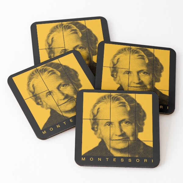 Item preview, Maria Montessori halftone mondrian style portrait designed and sold by CMYKStudio.
