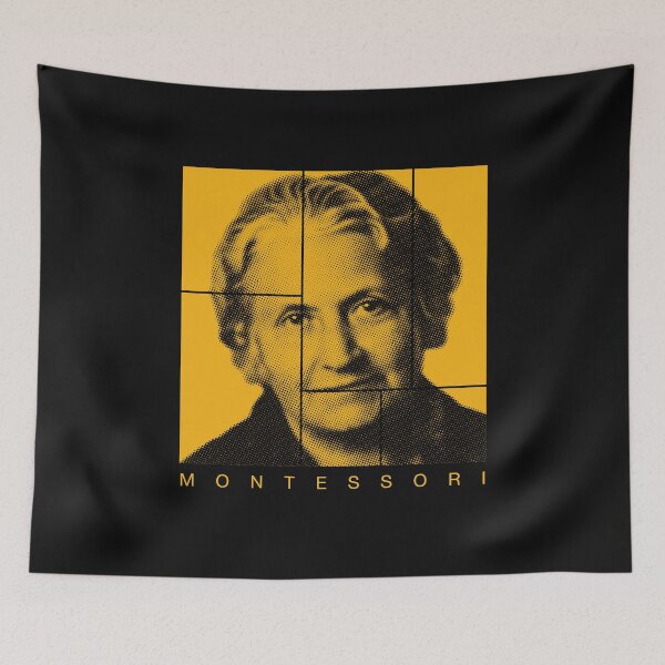 Item preview, Maria Montessori halftone mondrian style portrait designed and sold by CMYKStudio.