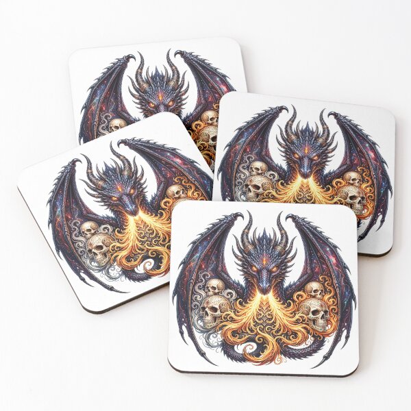 Item preview, Fire Breathing Dragon Celestial Wings and Sugar Skulls Fantasy designed and sold by INKRebelGraphic.