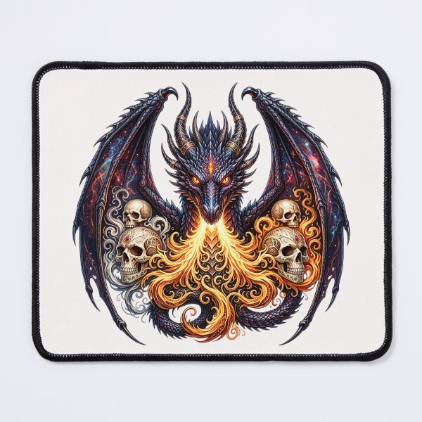 Item preview, Fire Breathing Dragon Celestial Wings and Sugar Skulls Fantasy designed and sold by INKRebelGraphic.