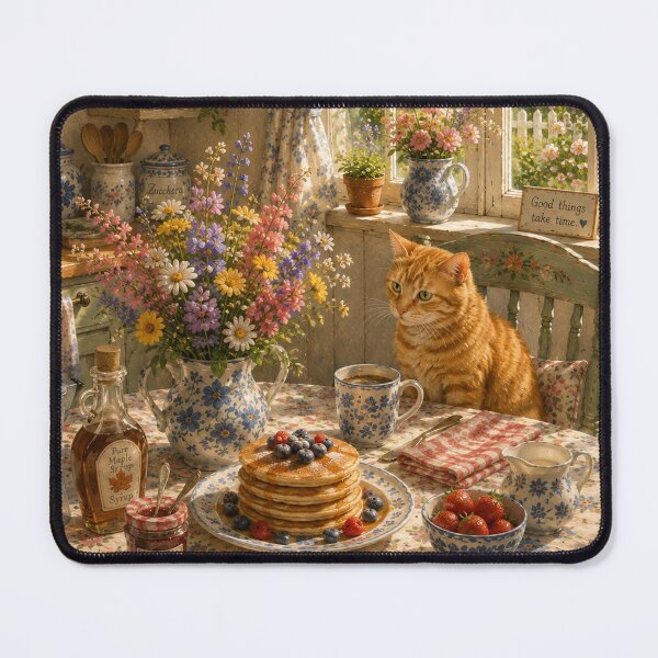 Item preview, Breakfast for One – Cozy Orange Cat & Pancake Wall Art designed and sold by simplybycortney.