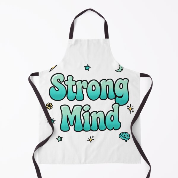 Item preview, Strong Mind Teal Turquoise Brain Lightning Moon Retro Typography Quote designed and sold by AuraVibesArts .