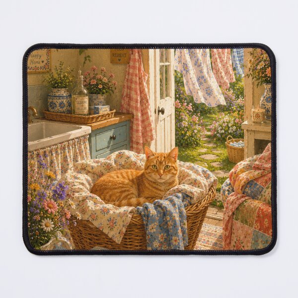 Item preview, Laundry Day – Cozy Cottage Orange Cat Wall Art designed and sold by simplybycortney.