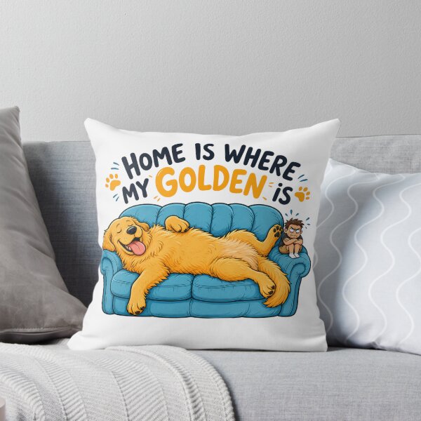 Item preview, Home is where my Golden is: Fun Golden Retriever sofa design designed and sold by GoldenPaws Studio ⭐.