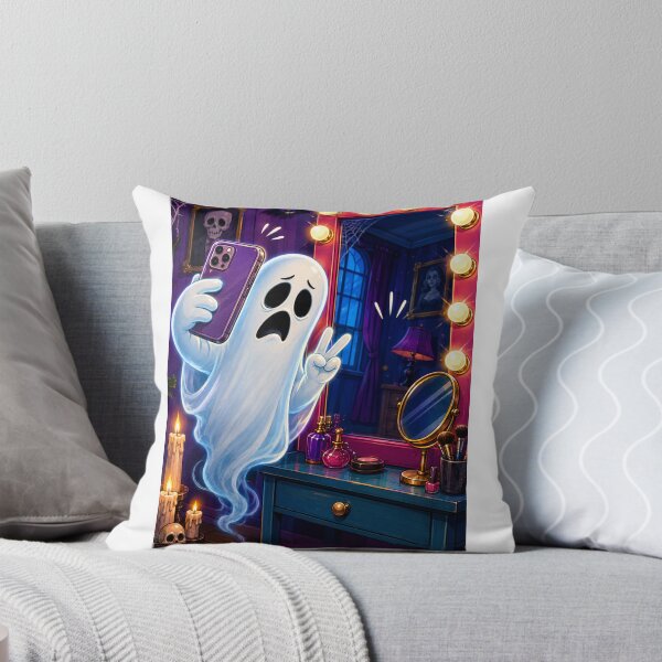 Item preview, Cute Ghost Taking a Selfie Funny Halloween Mirror Cartoon designed and sold by ComedyInkFactor.