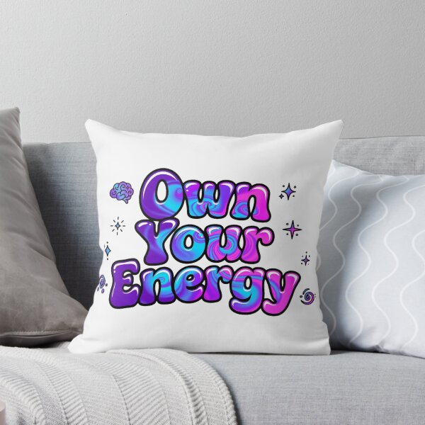 Item preview, Own Your Energy Purple Cyan Pink Marble Swirl Brain Retro Quote designed and sold by AuraVibesArts .