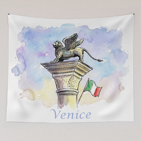 Item preview, Lion of Venice Italy St Marks Square Watercolor Art designed and sold by NareArt.