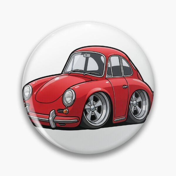 Item preview, Cartoon Porsche 356 Slammed Red Classic Sports Car Illustration designed and sold by ImStickerHappy.