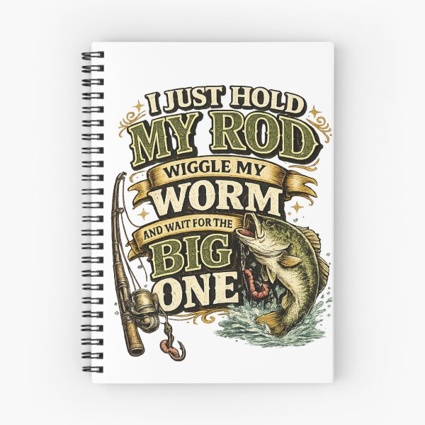Item preview, I Just Hold My Rod Wiggle My Worm and Wait for the Big One Funny Fishing Design | Vintage Bass Fishing Humor designed and sold by SoulThread Studio.